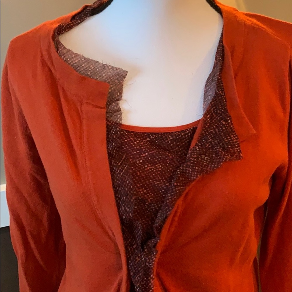 Orange cardigan sweater/tank set
